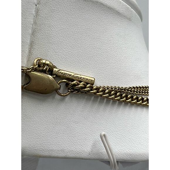 Kenneth Cole Antique Gold Tone Layered Leaf Multi Strand Necklace - Picture 8 of 8